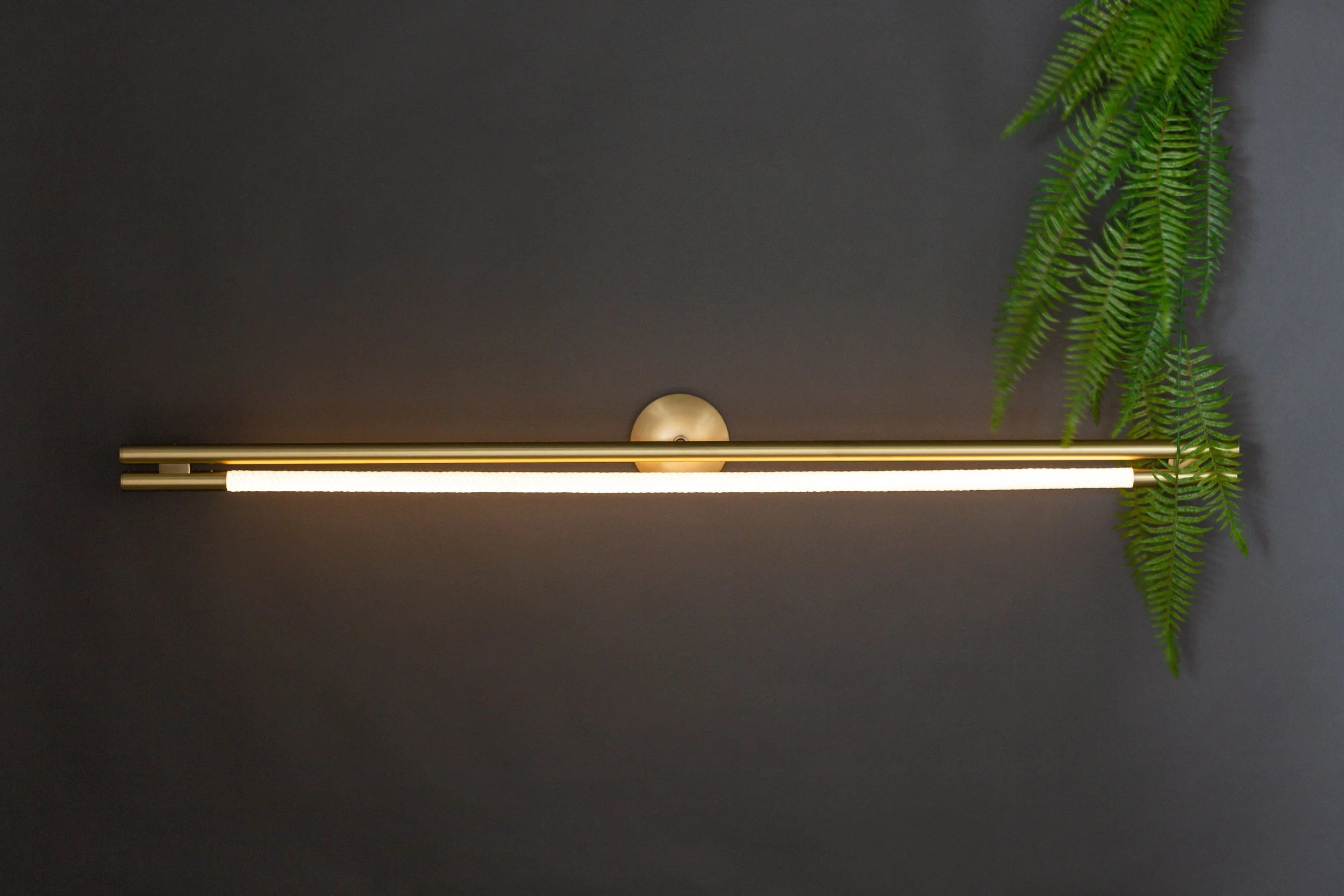 As pictured: 4.5’ Leto Sconce in Satin Brass - Horizontal Orientation