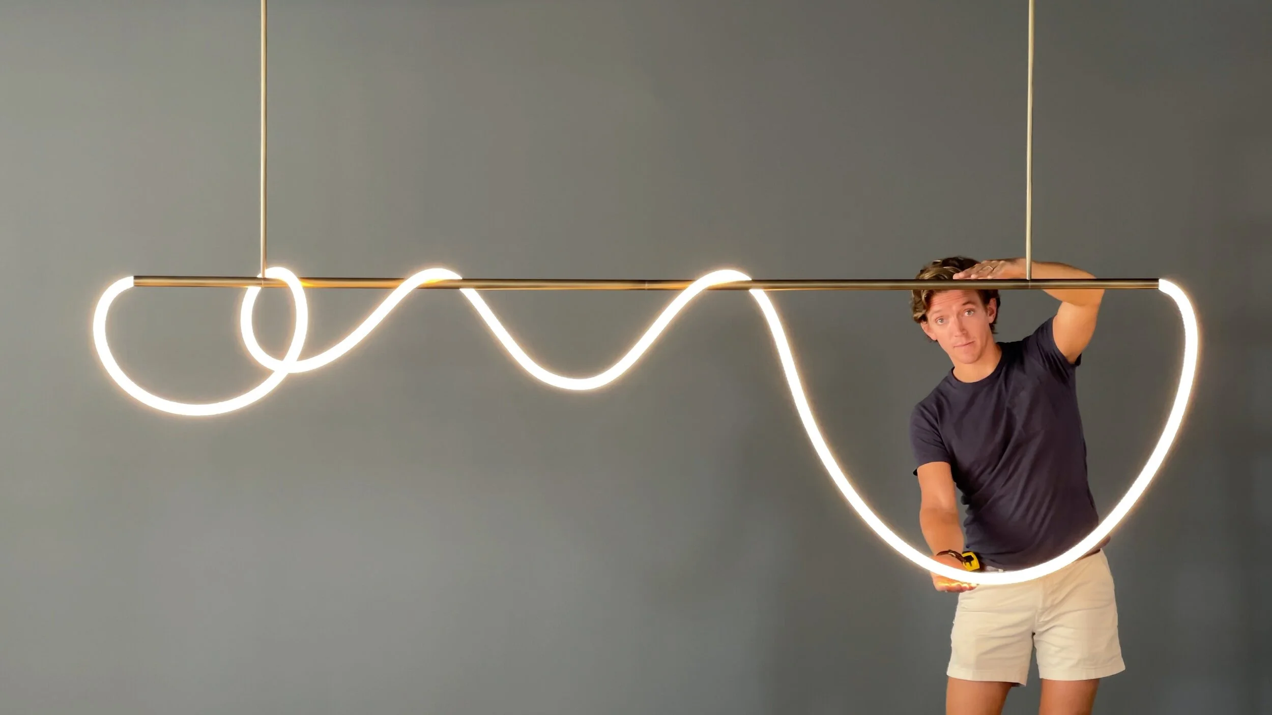 Explaining fixture height with our 8ft Tracer Bar 2.1 in Antique Brass.