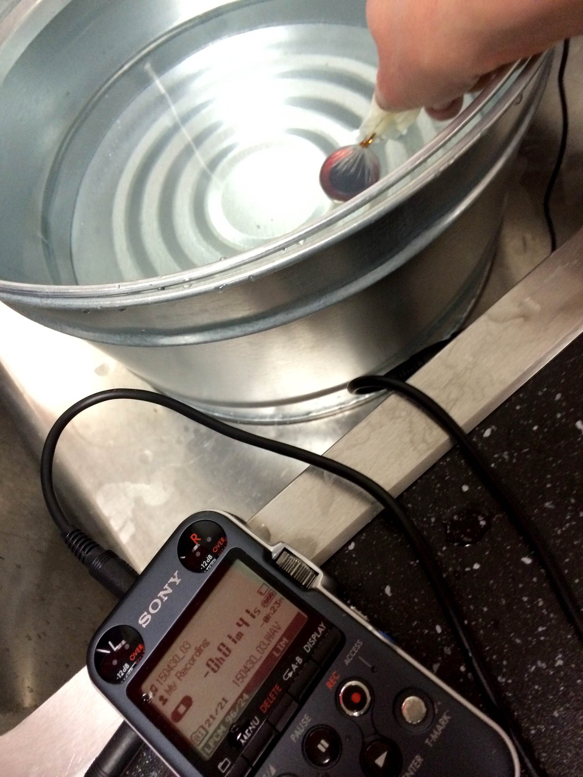 My trial attempt in the metal basin. 