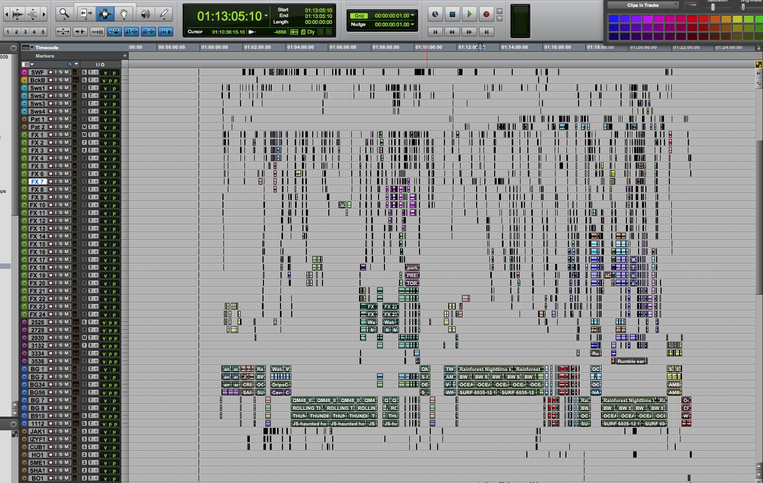 A typical sound effects editorial session for television.