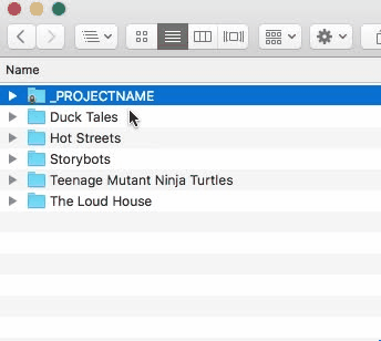 Duplicate the template folder and rename at the start of every new project.