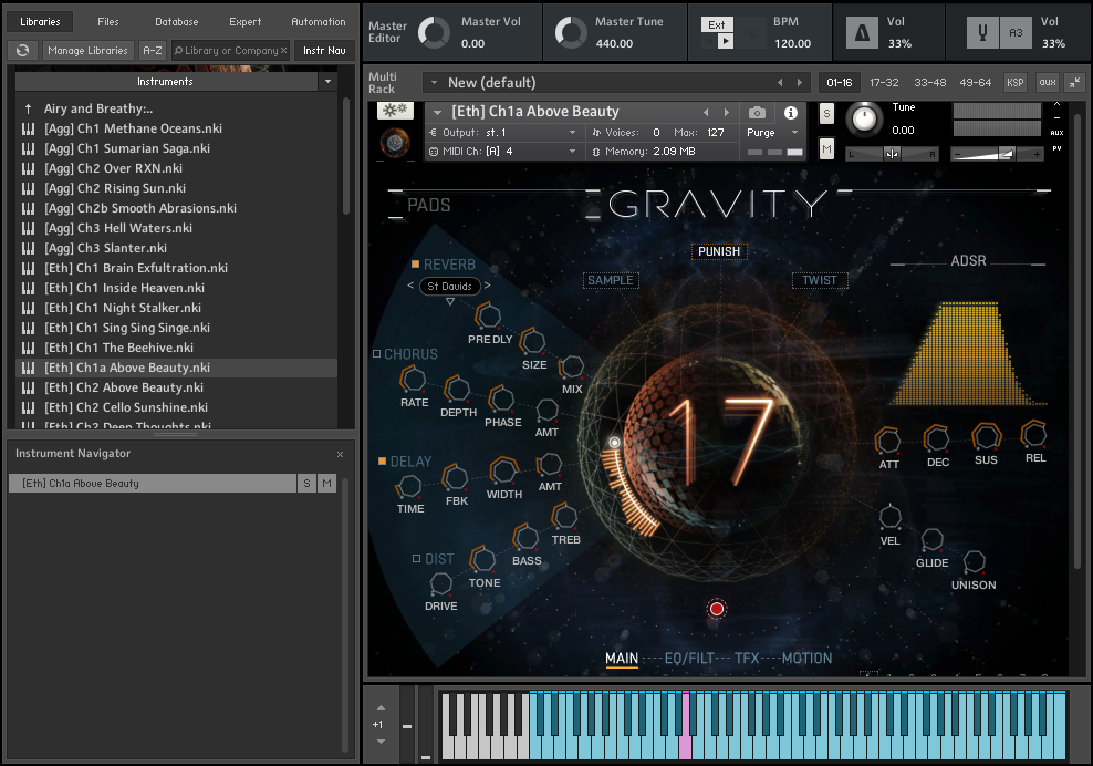 Gravity’s MAIN User Interface For Pad Instrument Section