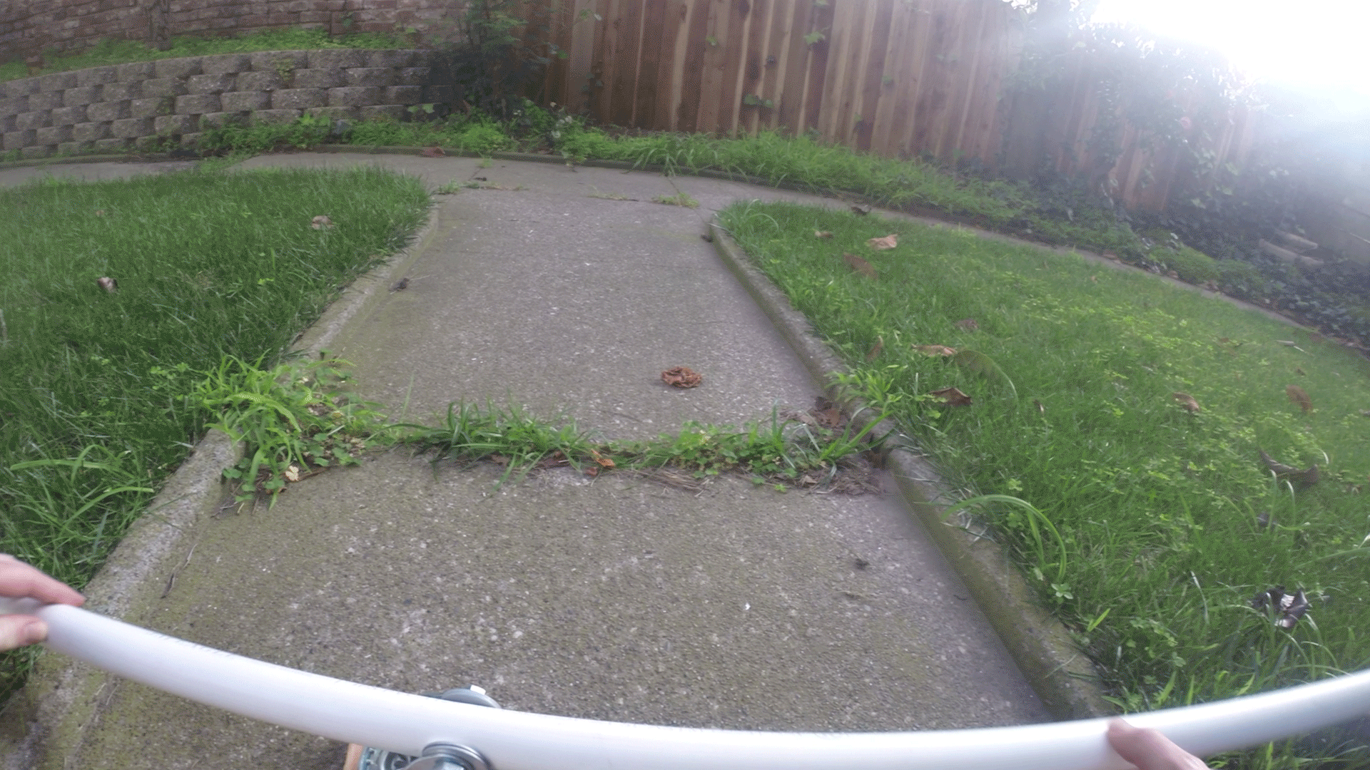 Before going out, I practiced getting the fluid motion down in my backyard. After reviewing the initial footage, I realized how much bounce the camera was picking up from the flex of the PVC. 