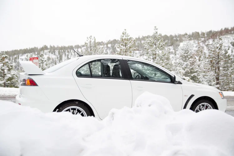 Wrightwood Mountains, Mitsubishi Evo X and Snow