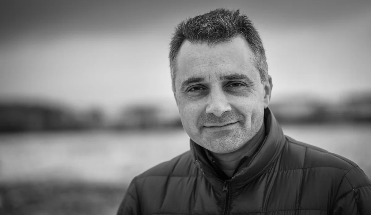 Photographer Matt Botwood in the Brecon landscape where he lives and works. January 2015