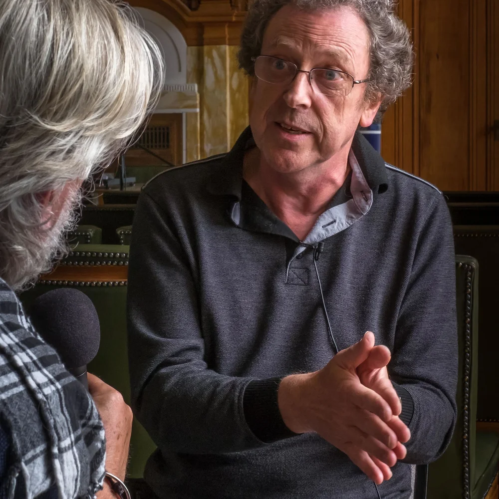 Archivist and photographer Iestyn Hughes speaking with Ffoton Wales at the National Library of Wales, AberystwythImage © Glyn Shakeshaft