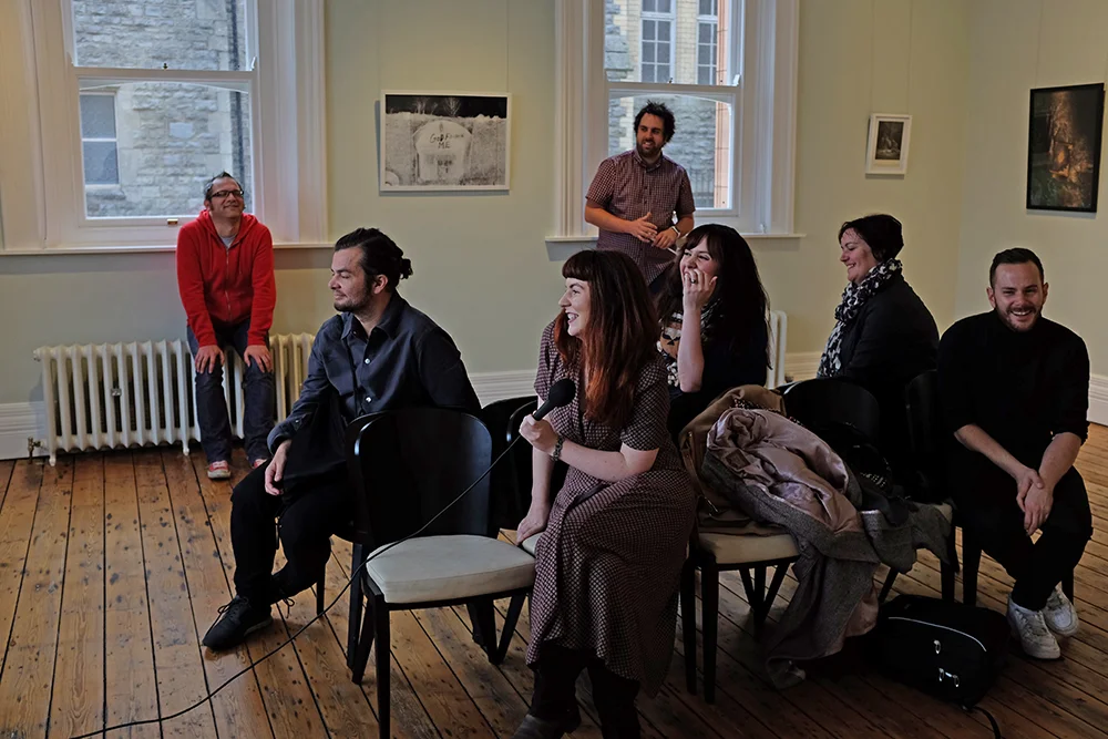 Some of the audience taking part in the artist Q&A with Jon Pountney