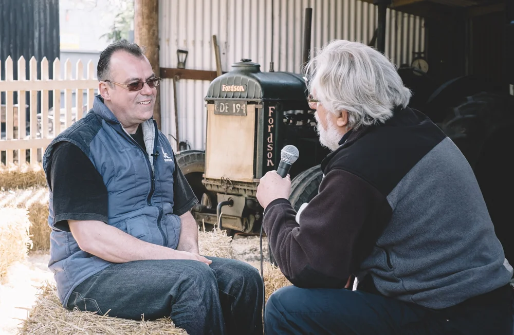 Seimon in conversation with Emyr Young at The Tin Shed Experience in Laugharne
