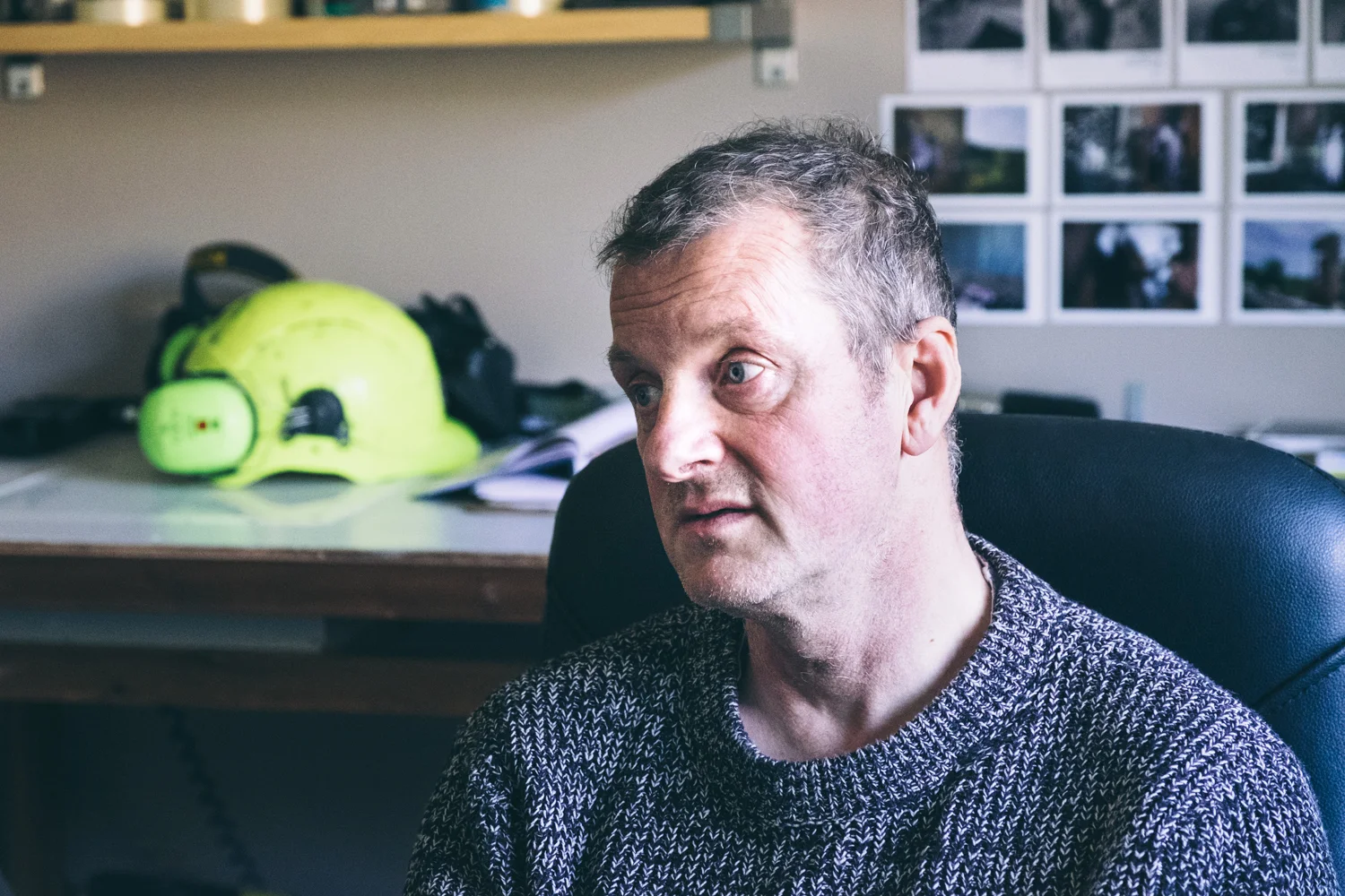 Roger Tiley in his studio in Ystradgynlais