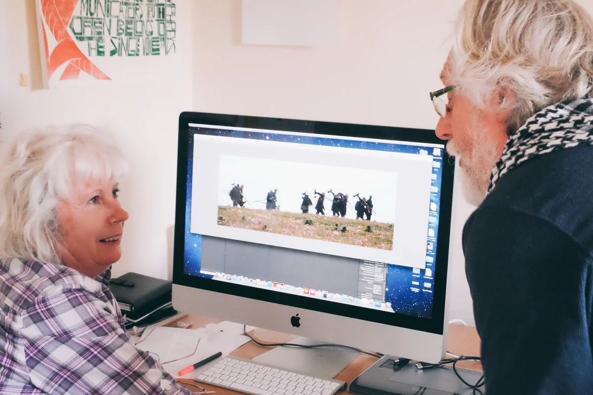 Marian Delyth discussing her latest work