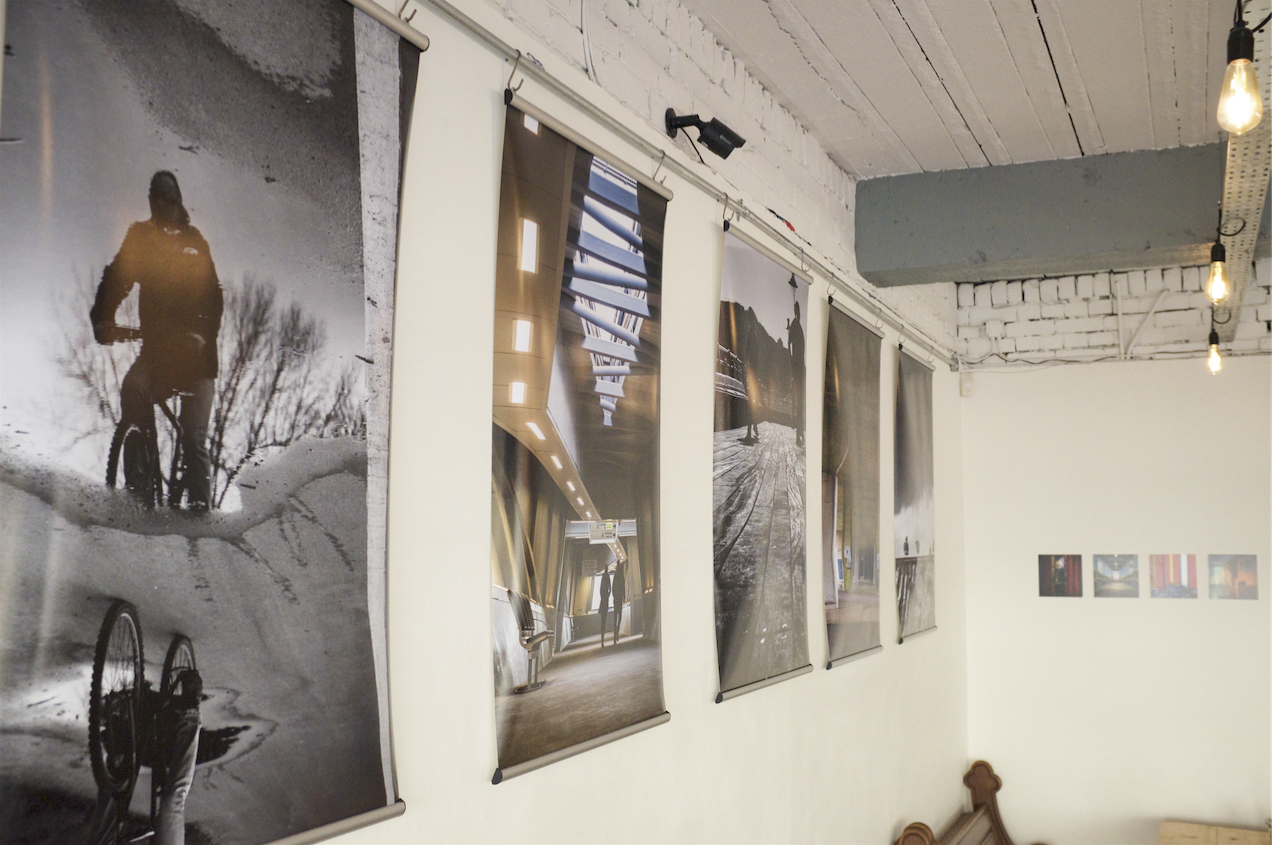 Andrew's work on the walls at Little Man Coffee in June 2016 as part of the #urbanwales 3 month show