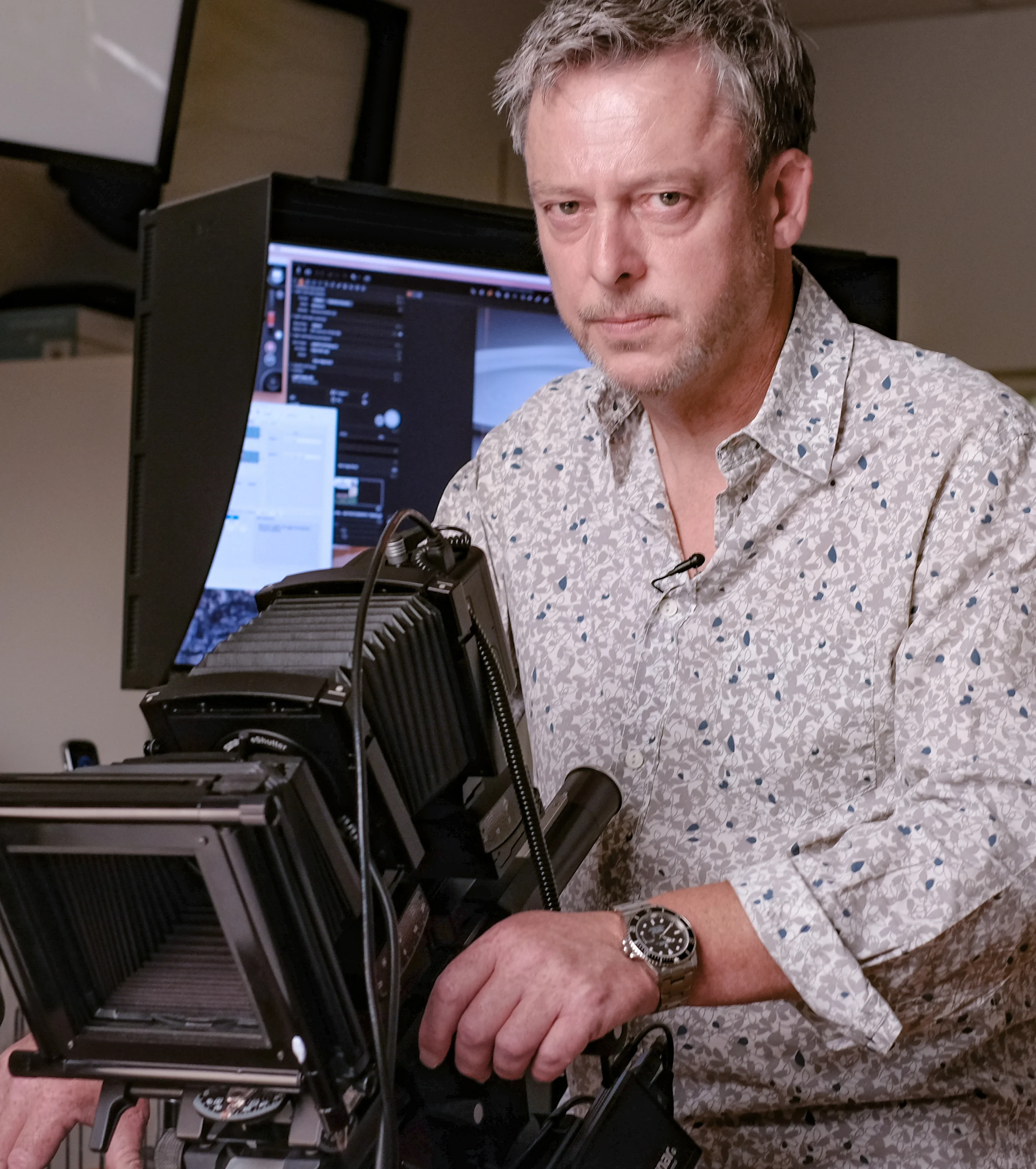 Food photographer Huw Jones preparing a shot