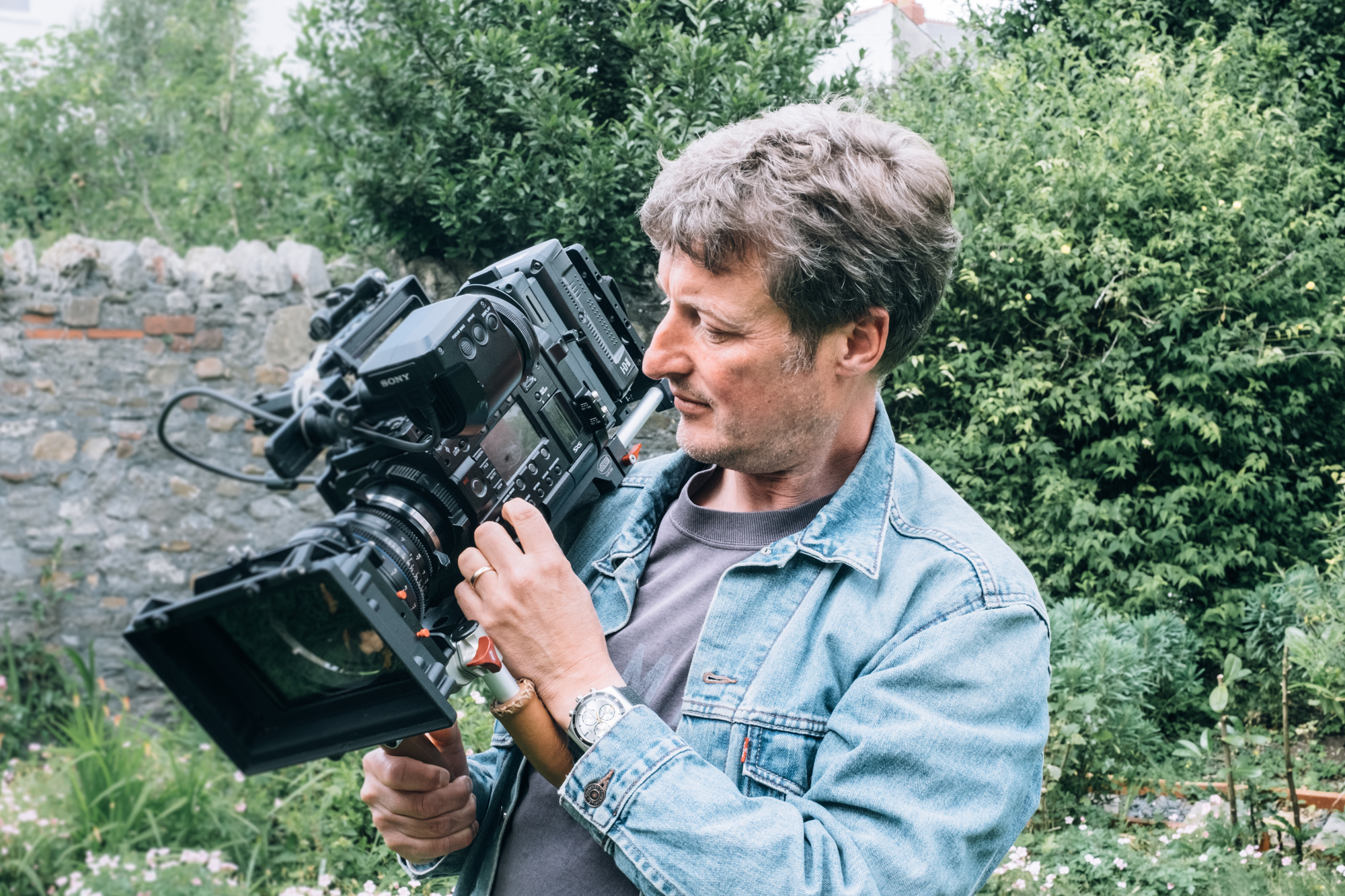 Aled with his daily filming tool - a Sony F5 4k camera