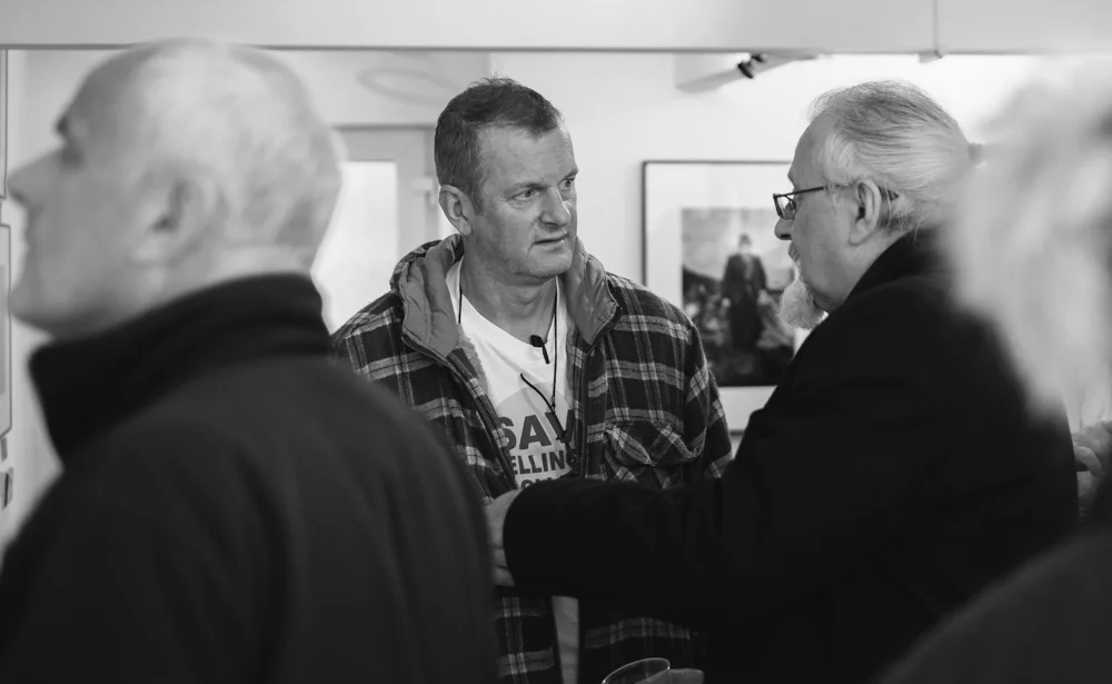 Photographer Roger Tiley in conversation with Ron McCormick who also had a recent exhibition at the Kickplate Gallery in Abertillery, South Wales.