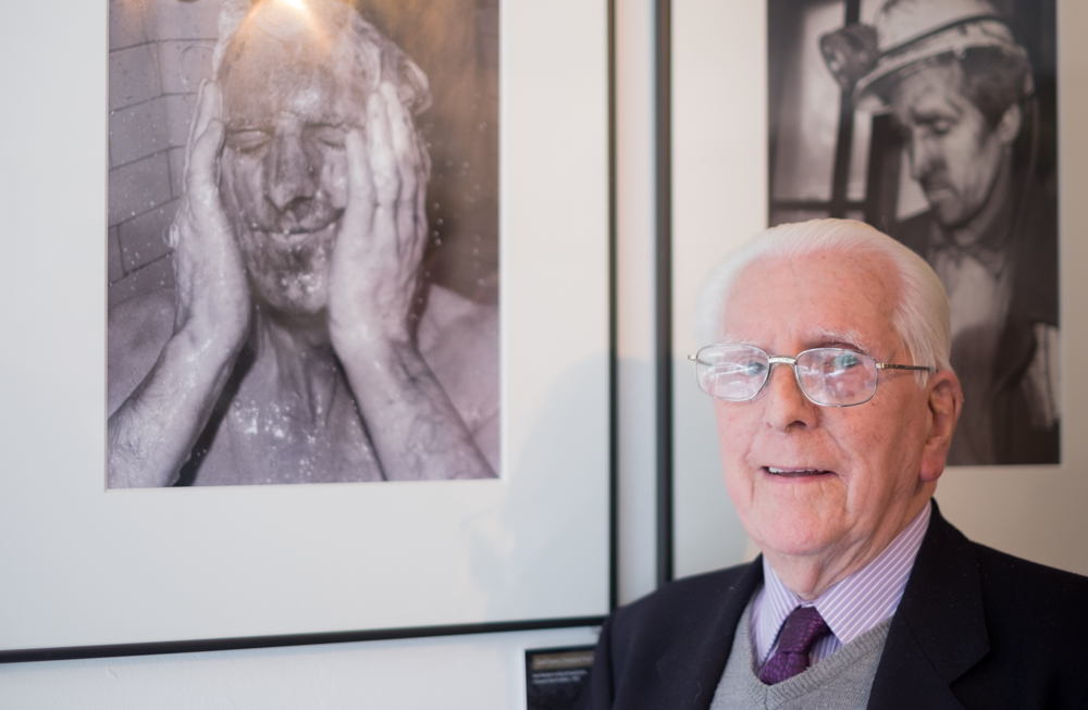Ivor Russel Herbert, retired Miner alongside one of Roger's many photographs of him when he worked down the mines.
