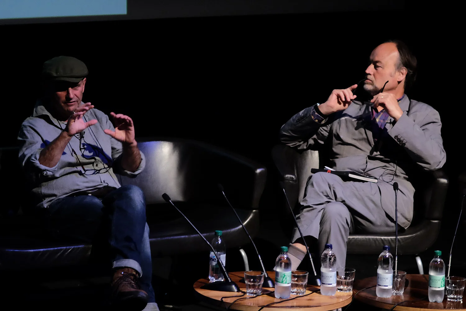 Rhodri Jones speaking with Eamonn McCabe at the EYE International Photography Festival 2016