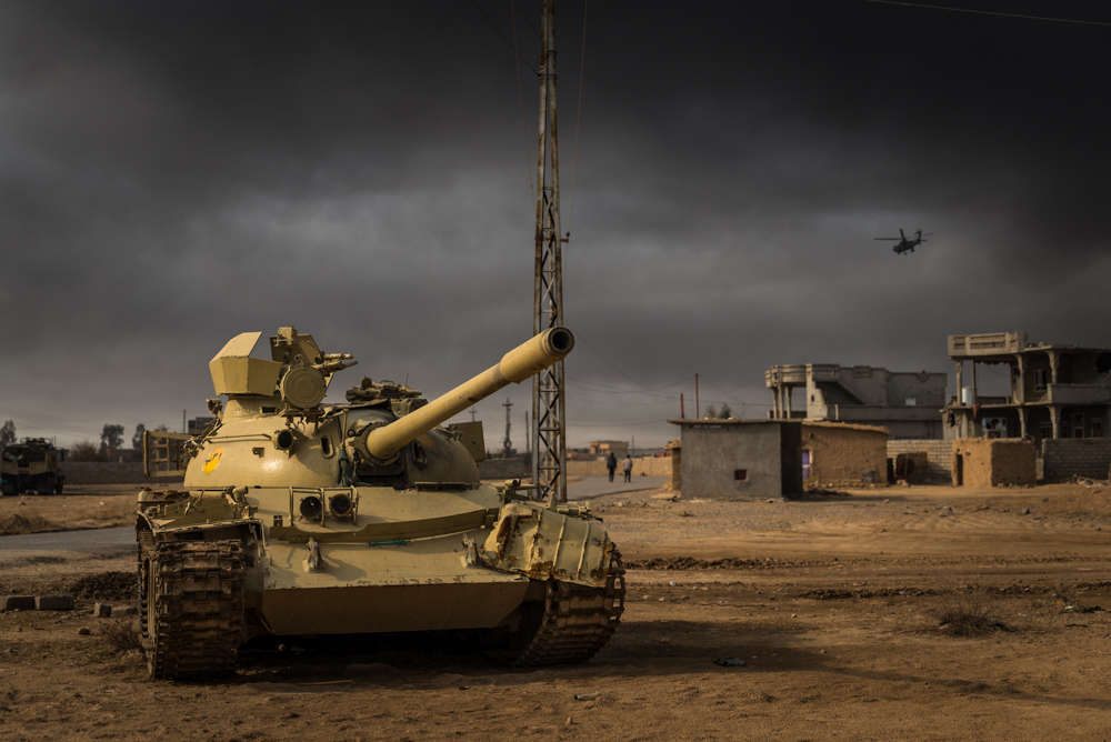 Army tank, Mosul, 2016.