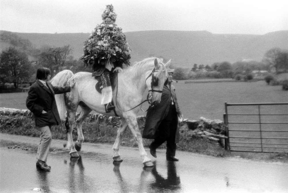 Copy of The King on horse back. Castleton Garland Day, Castleton Derbyshire England. May 29th 1972
