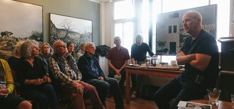 Photographer James Morris speaking in Machynlleth. Image © Brian Carroll