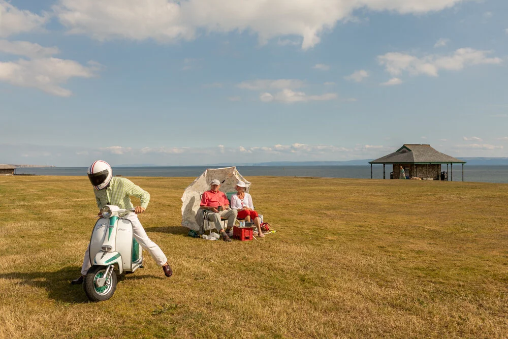 Mod, Eddie Crole, near Rest Bay Beach, Porthcawl, Wales.Filltir Sgwar .Part of the 'Welsh Mods' project. Image © Haydn Denman