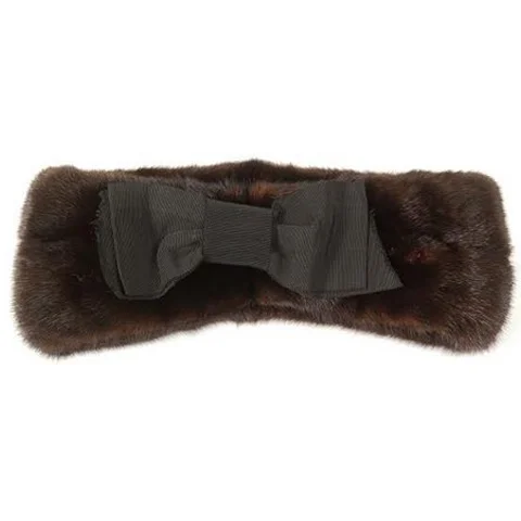Mink Headband/Collar with Grill Grain Bow