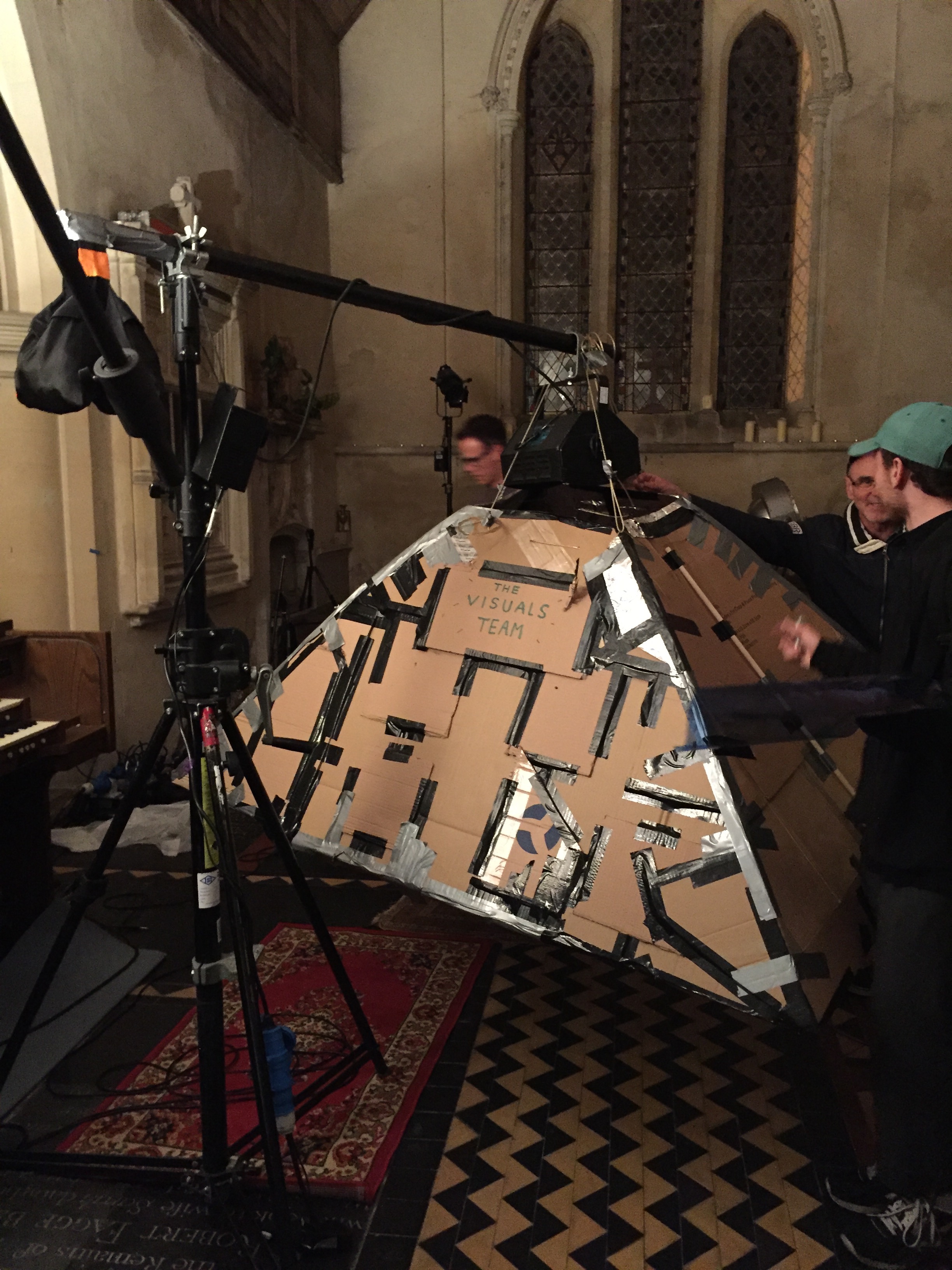 The night before, suspending the box...
