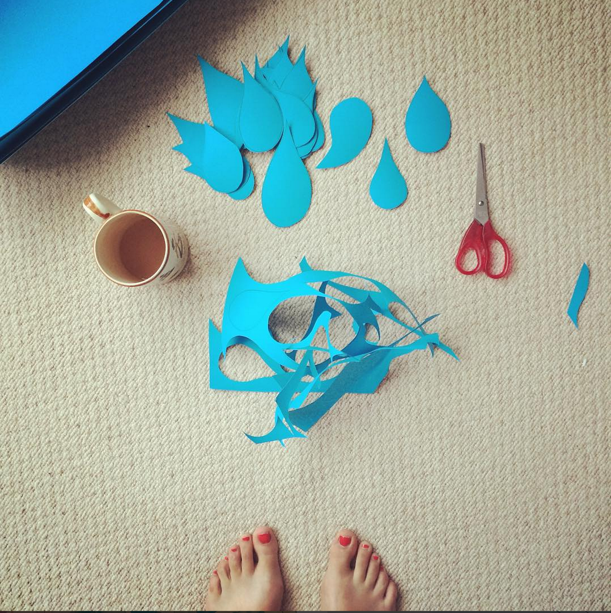 This morning I was cutting paper raindrops for my 'Magnus' book launch that will be happening in Bristol at the Playful bookshop on Gloucester Rd.