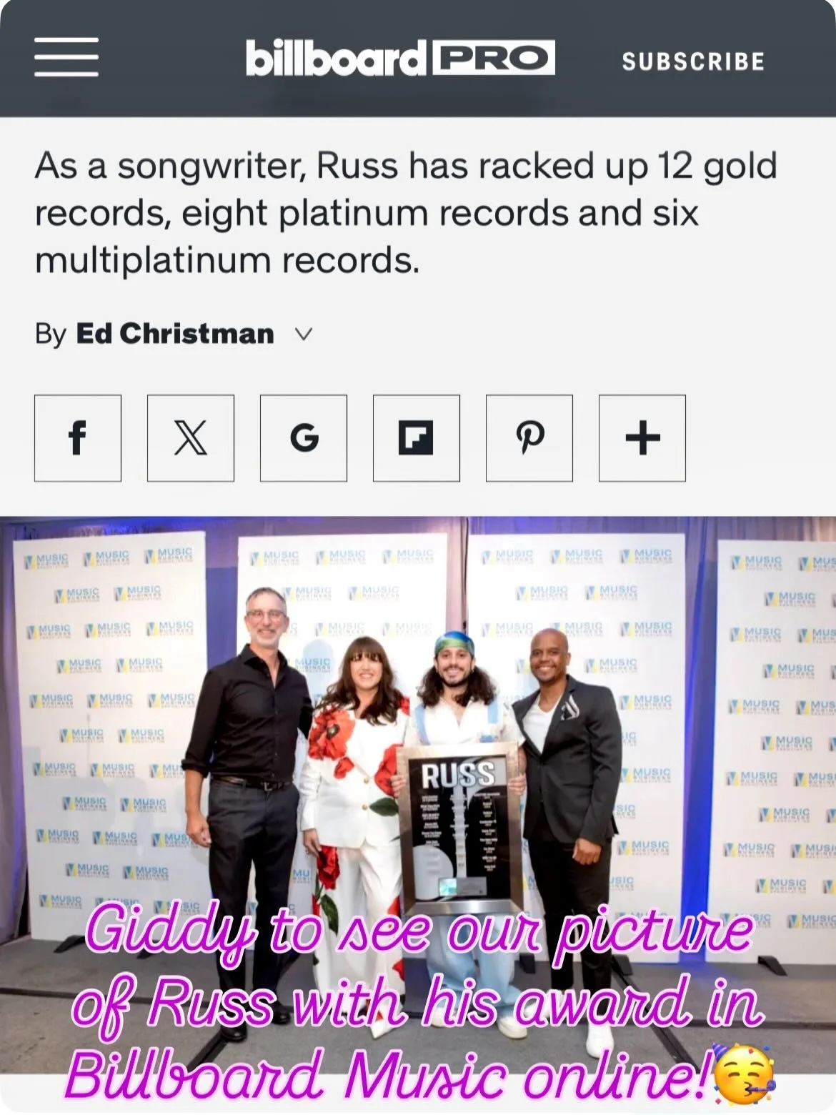 Day 3 brought star power to Music Biz 2026 🌟
Atlanta-based artist Russ received the National Music Publishers&rsquo; Association Gold &amp; Platinum Recognition plaque, as the conference kept things moving with high-profile panels, roundtable discus