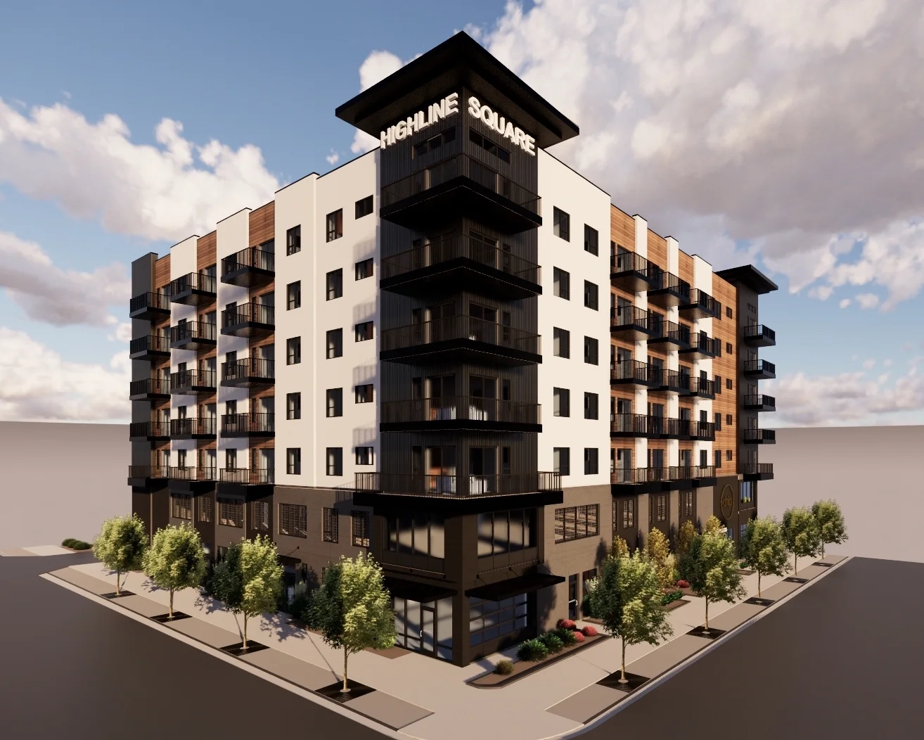 Rendering of High Line Square from 500 N. Freedom Blvd.