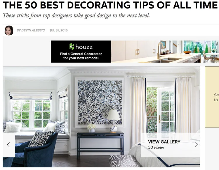Recent press coverage in Elle Decor online of a Grant K. Gibson interior design project in SF.