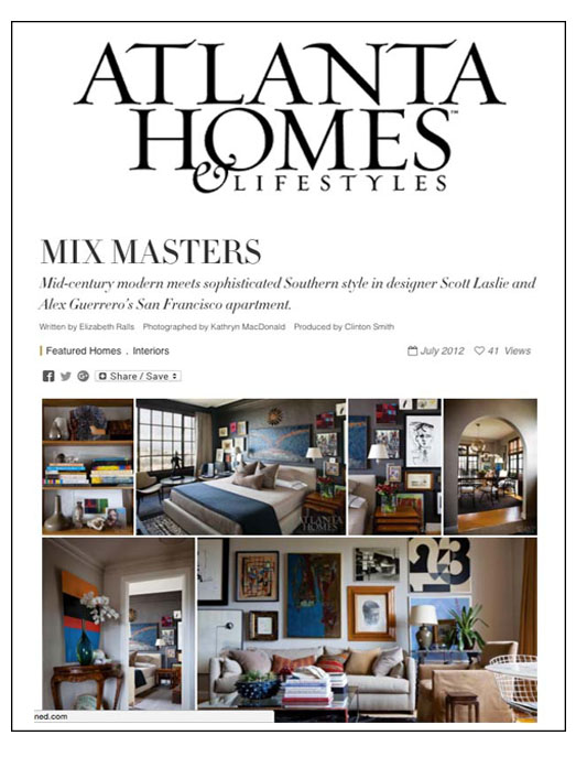 Atlanta Homes online article featuring Scott Laslie and Alex Guerrero with photography by Kathryn Macdonald Photography