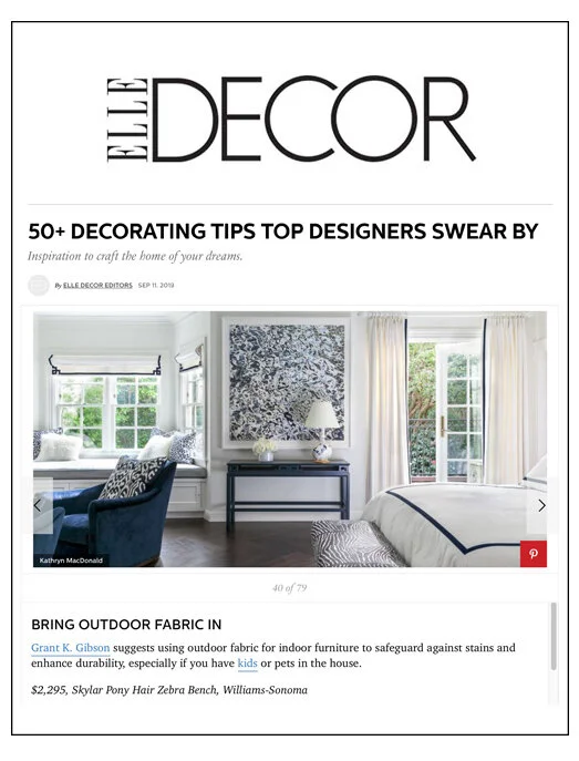 Elle Decor online article featuring Grant K. Gibson with photography by Kathryn MacDonald