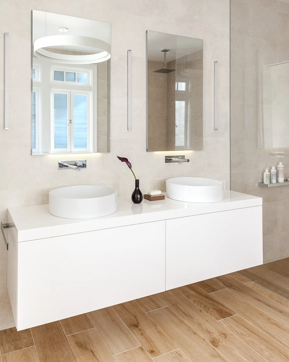 Twin sinks modern | design by Grant K Gibson
#interiorphotography
#interiorphotographer
#interiordesignphotography
#bayarearemodeling
#bayareainteriorphotographer
#bayareainteriordesignphotographer
#interiordesignphotographer
#bathroomrenovation