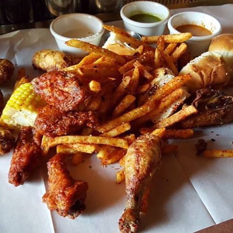 Thanks to Papi @ridingshotgunla for taking this snap at Sunday's AYCE Chicken Night. Chicken 3 ways plus tons of sides. Open Easter Sunday! #ayce #cluckyeah #aframela