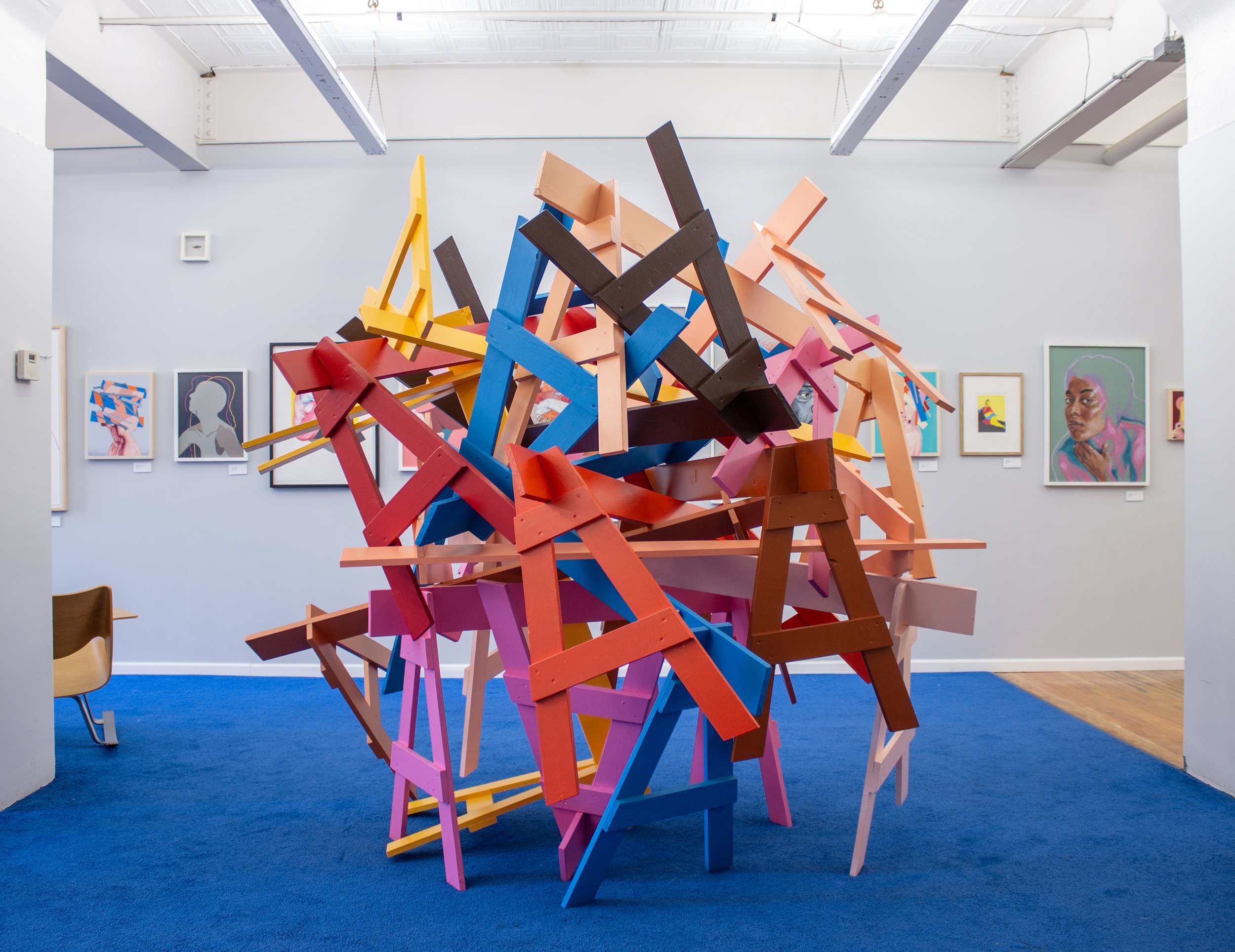  Agree To Disagree, 2023. Wood &amp; paint, 96 x 96 x 96”   Harder Not Smarder  at JOYCE 