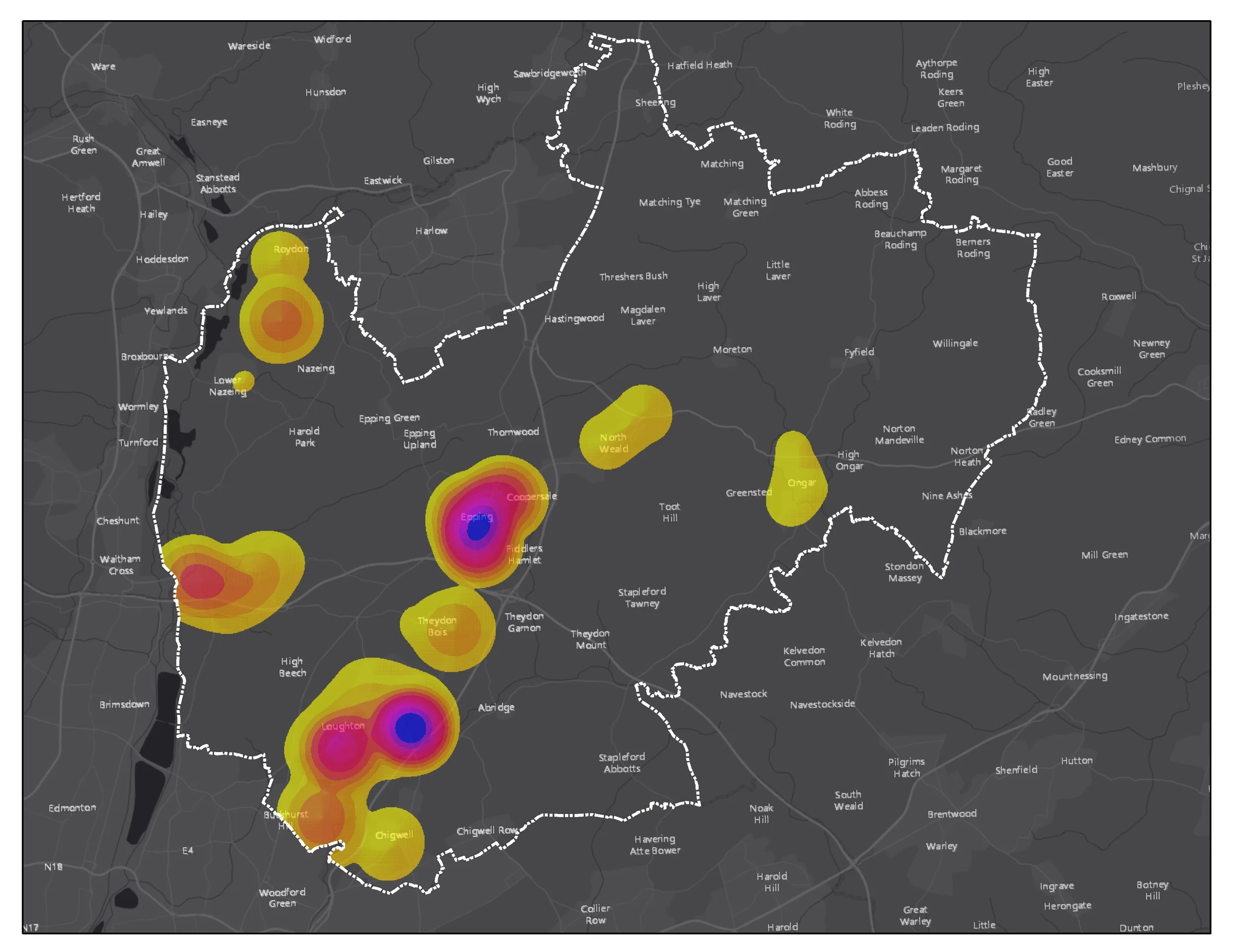 Potential future housing unit density within Epping Forest District
