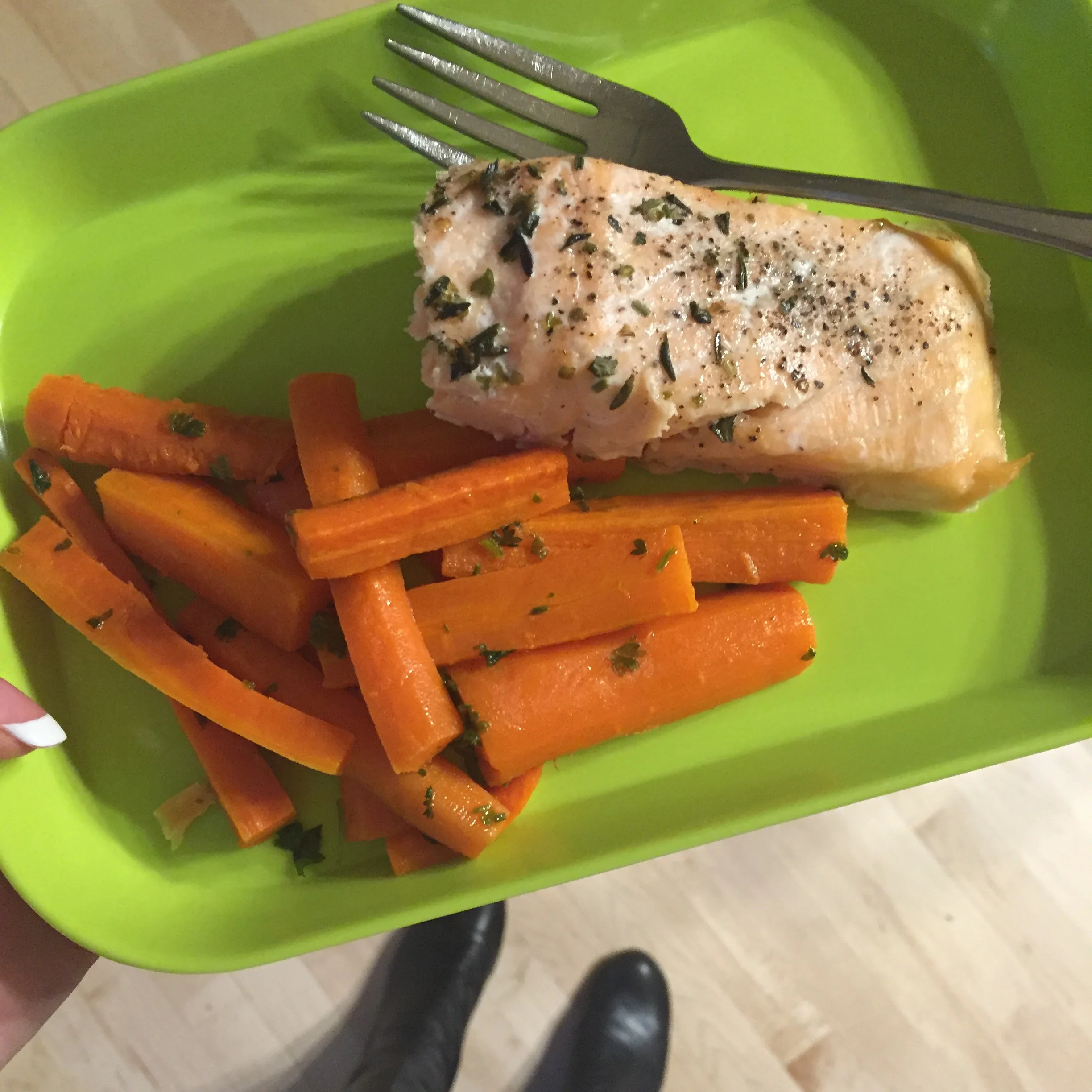 Salmon + roasted carrots = BREAKFAST!