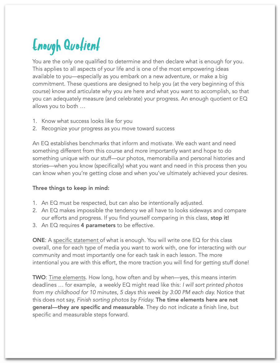 Enough Quotient Handout