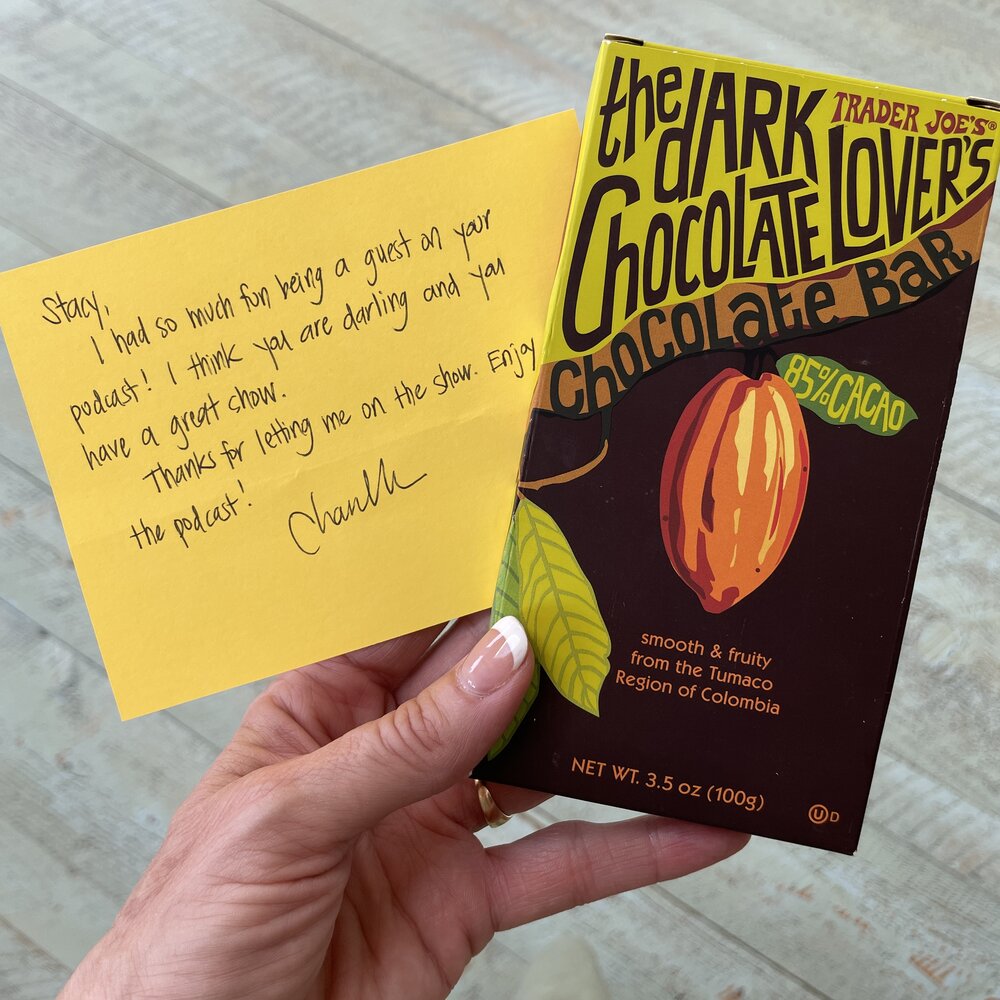 LOOK! I arrived home and found a small package from Chanelle. She sent me her favorite dark chocolate bar. You can learn more here.