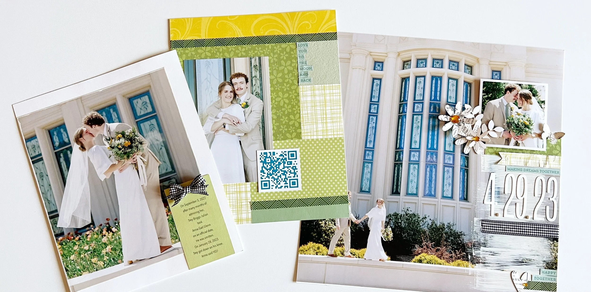  This is a 12x12 full size photo that I painted and added accents to. An 81/2 x 11 page (front and back) is layered on top in the album.  