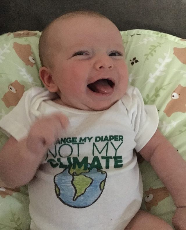 Baby Alex is happy to hear that by wearing #borntobetees he can look good + do good! #changeclimatechange ❤️