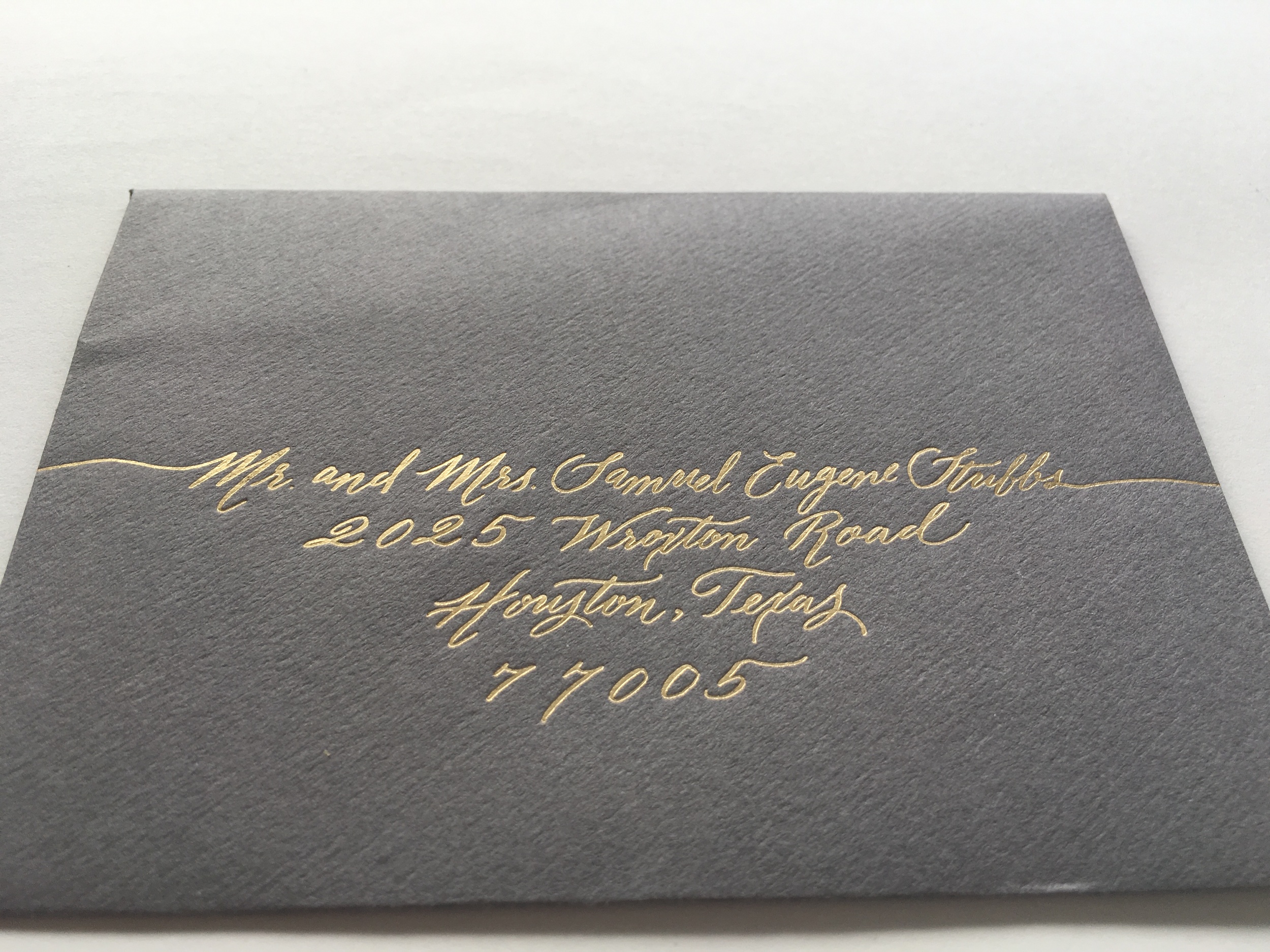 Gold foil for return card envelope