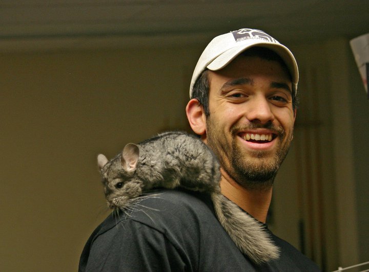Dan with his chinchilla, Baby