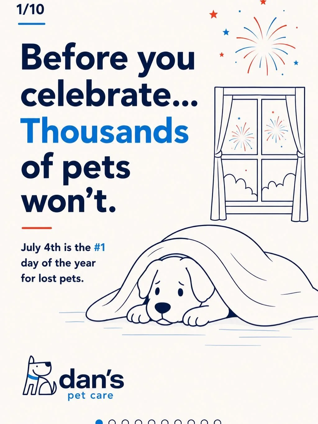 Your dog has no idea it&rsquo;s a holiday.
⠀
To your dog, tonight sounds like the sky is falling.
⠀
July 4th is the #1 day of the year for lost pets. Not top five. #1. More dogs go missing tonight than any other night on the calendar.
⠀
The problem i