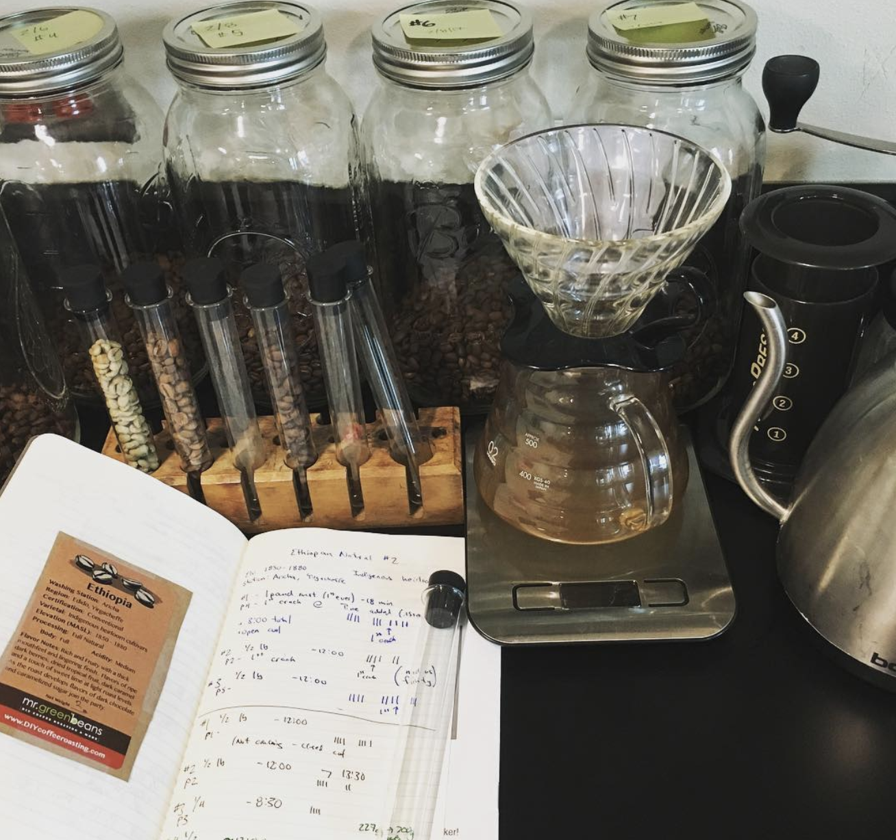 Coffee roasting and brewing experimentation