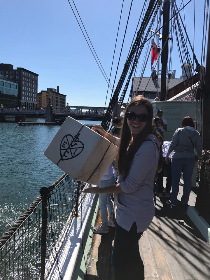 The 2017 version of dumping tea into the Boston Harbor, with Jen who provided endless laughs on this trip!&nbsp;