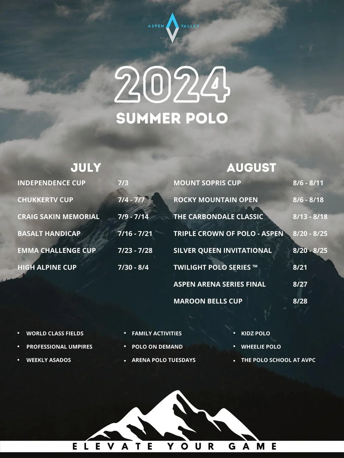Aspen Valley Polo Club Announces Its 2024 Summer Schedule