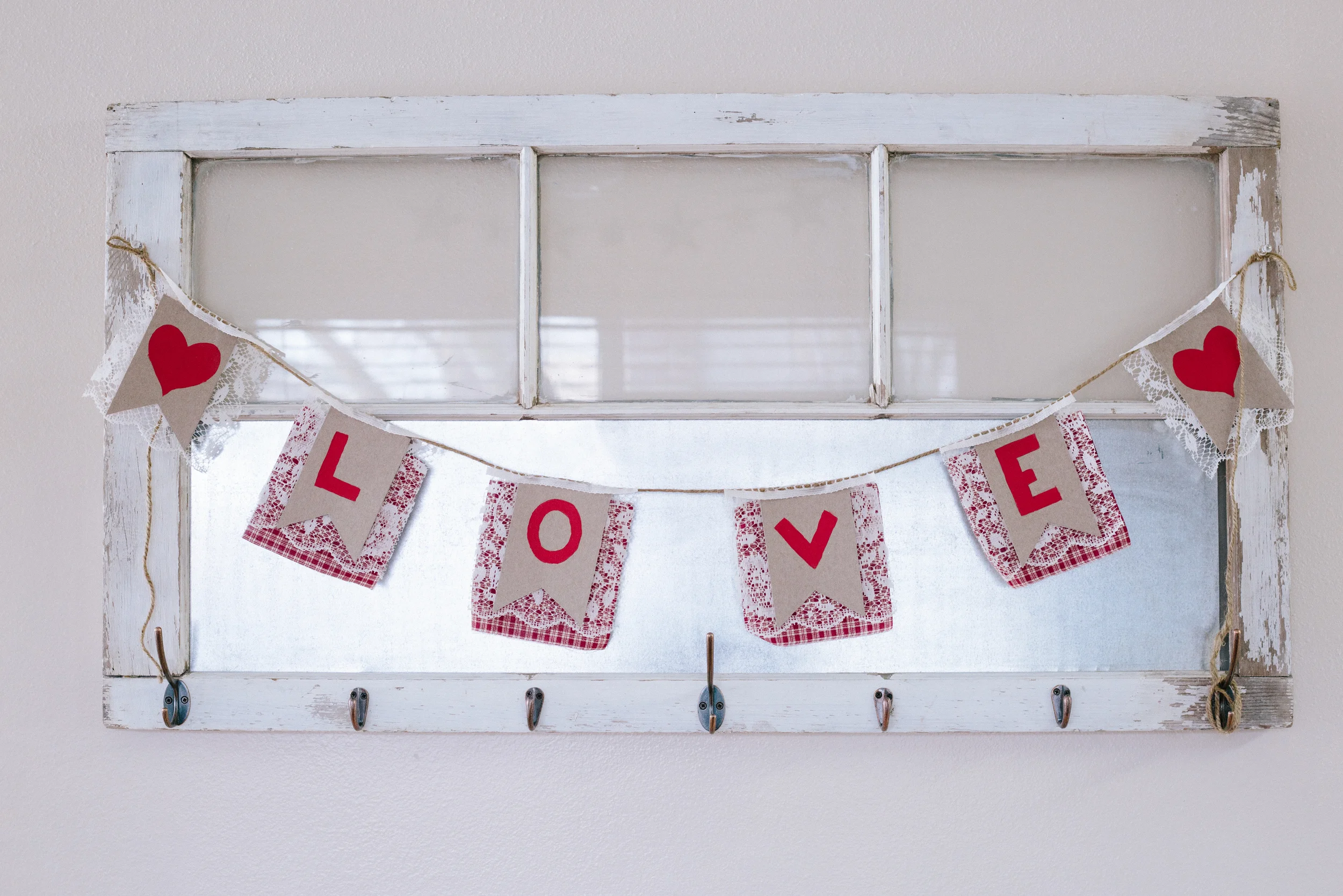 Shabby Chic, Rustic, Country Valentine Banner