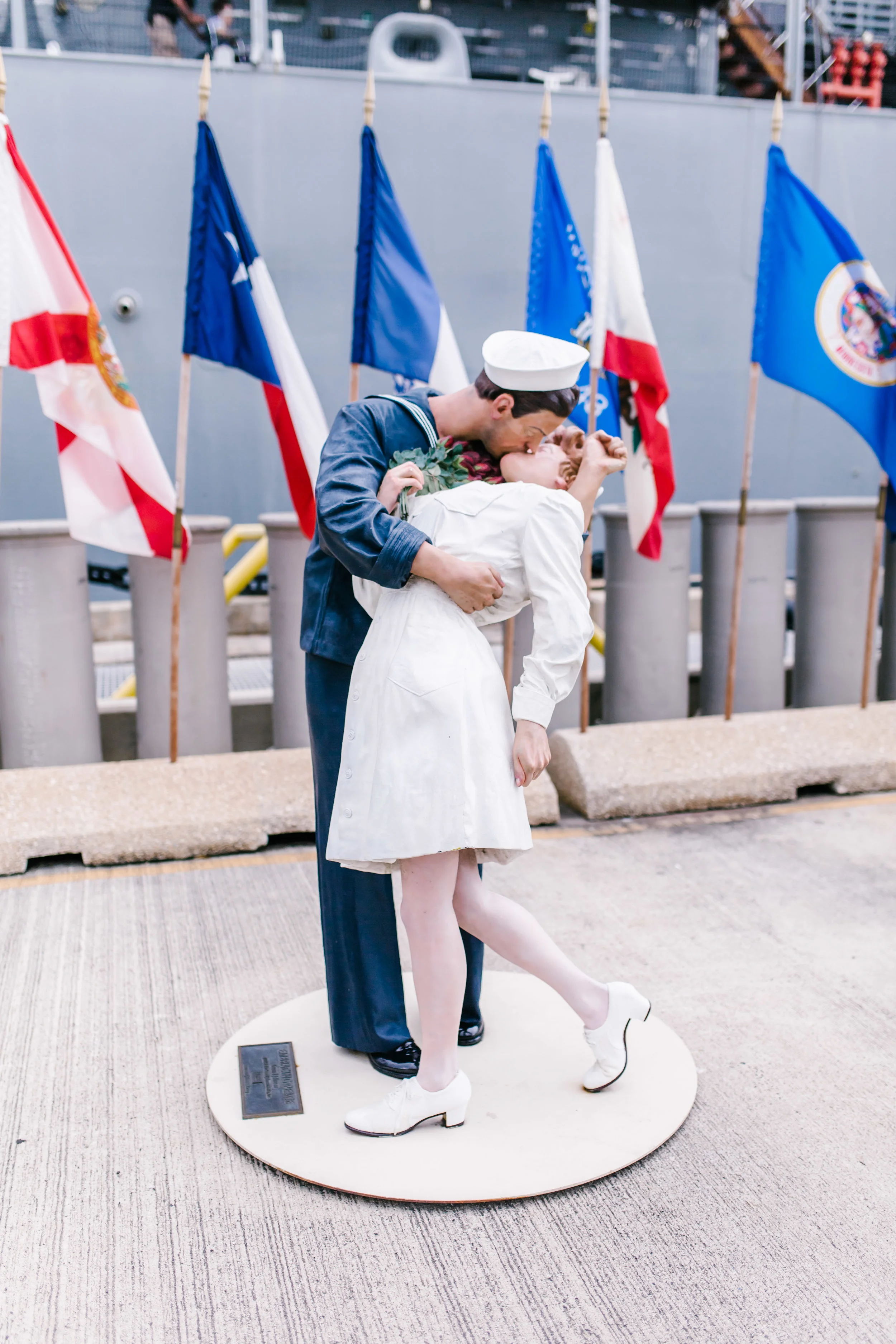 This Statue is placed right in front of the USS Missouri. We took a picture right next to it and then when we got back to our VRBO rental, Bill showed me the article saying that Greta Friedman had passed away. She is the nurse who was kissed by a random sailor as he was walking down the street the day the war ended. I just thought it was super ironic we got a photo with her the day she died....