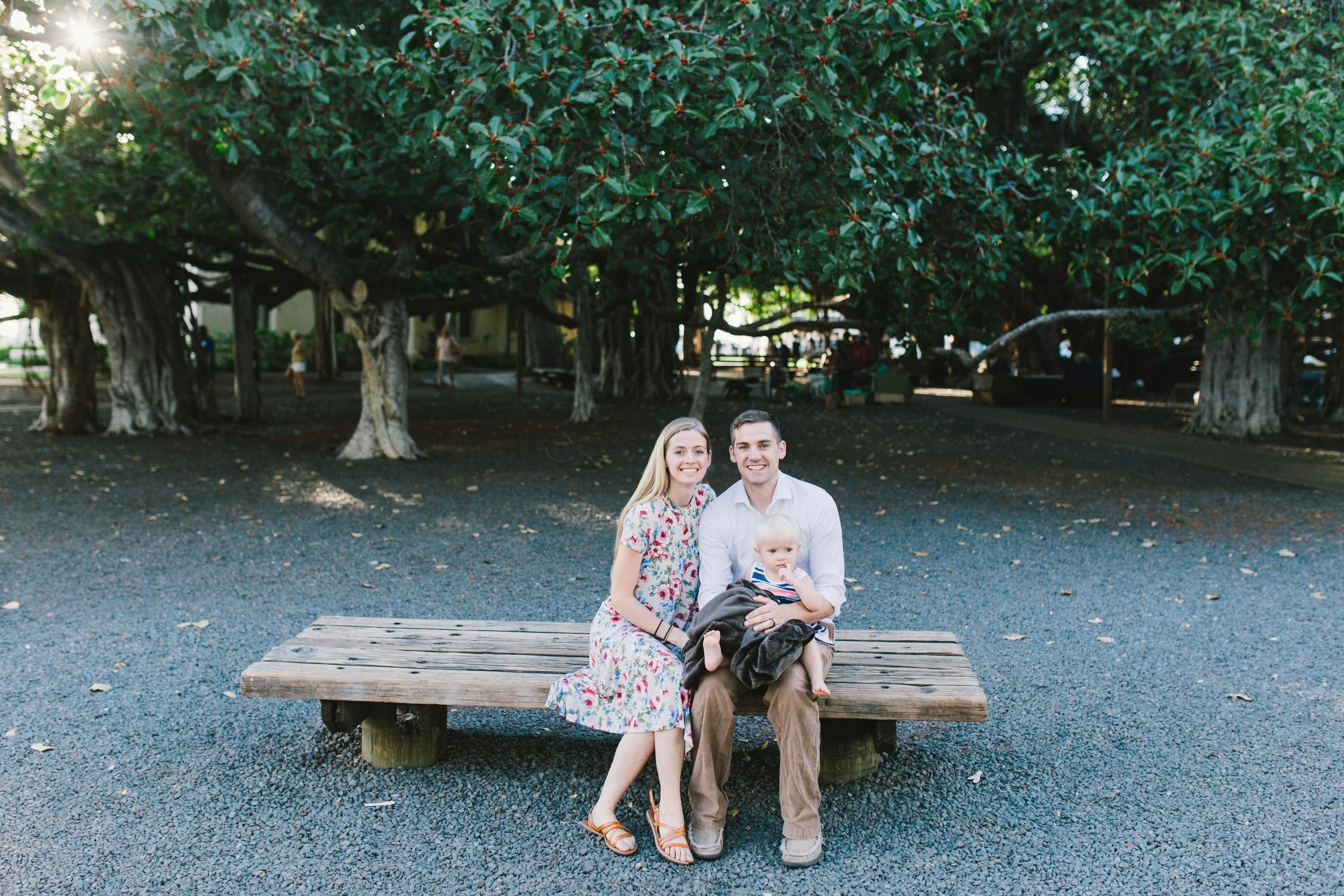 The tree behind us is one tree. Yep, all of those trunks are one tree. I dont remember the name of it, but it the oldest one in Hawaii and it was pretty stinking cool.